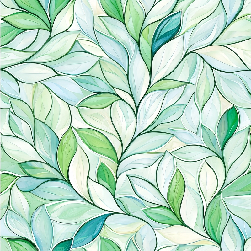 高清大图下载【趣麦麦图】清新绿色植物叶子背景图案
