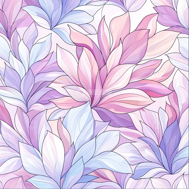 高清大图下载【趣麦麦图】梦幻紫色花卉背景图案