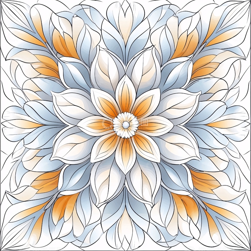 高清大图下载【趣麦麦图】橙白渐变花卉图案背景