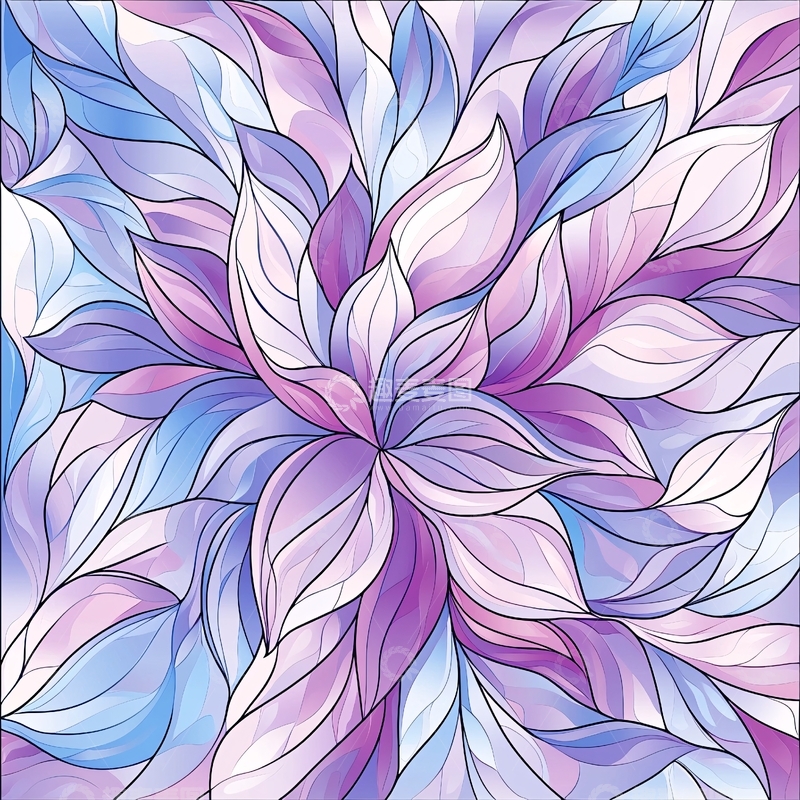 高清大图下载【趣麦麦图】梦幻紫色渐变花瓣图案背景