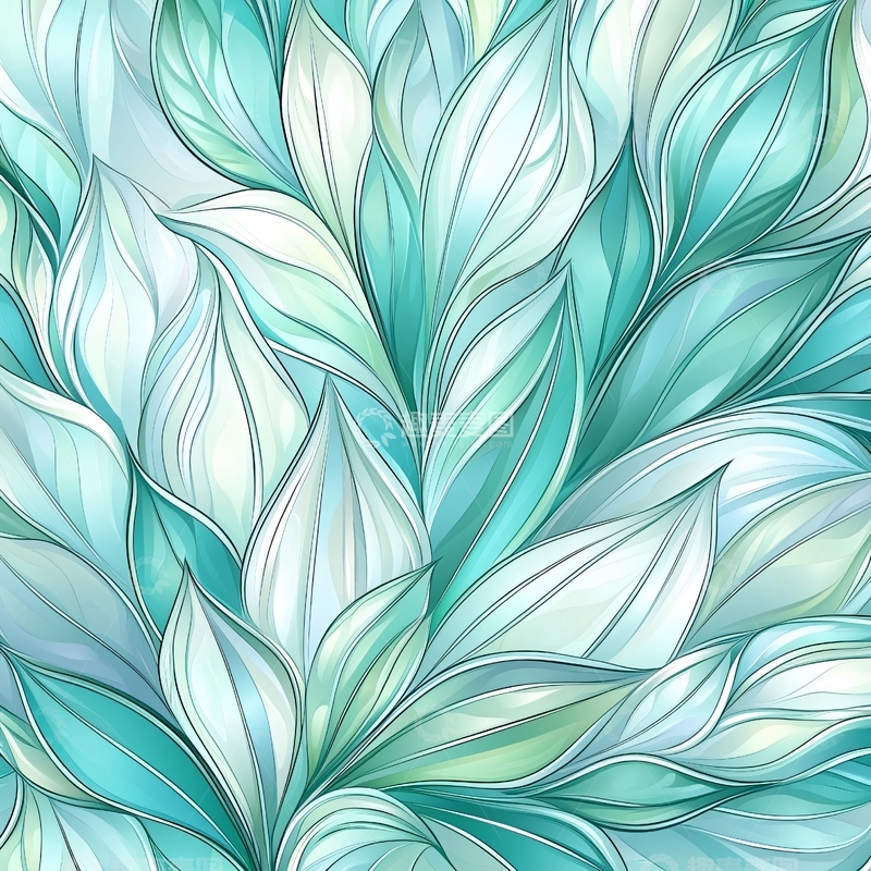 高清大图下载【趣麦麦图】抽象蓝色渐变叶子纹理背景