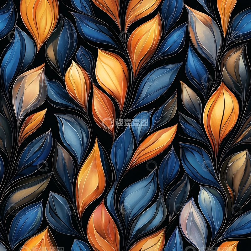 高清大图下载【趣麦麦图】秋叶渐变色抽象图案背景