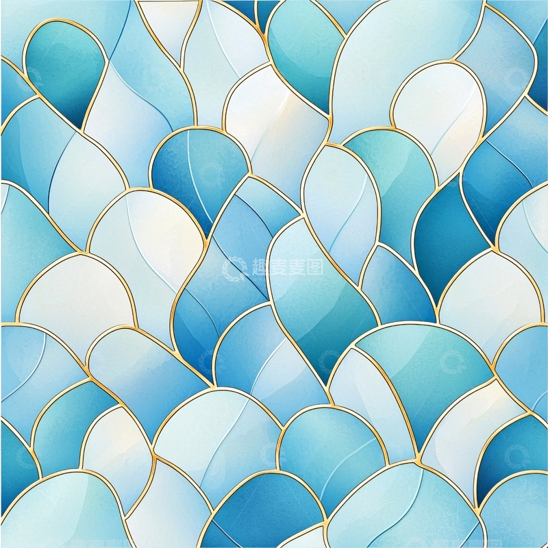 高清大图下载【趣麦麦图】蓝色鱼鳞纹背景图案