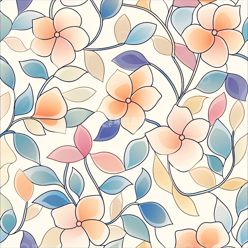 高清大图下载【趣麦麦图】花卉图案背景素材