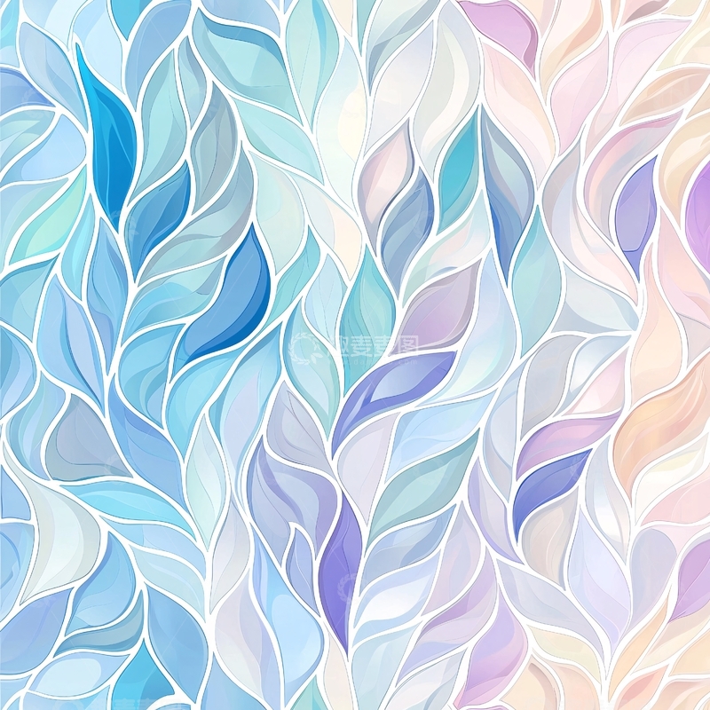 高清大图下载【趣麦麦图】抽象蓝色渐变叶子背景图案
