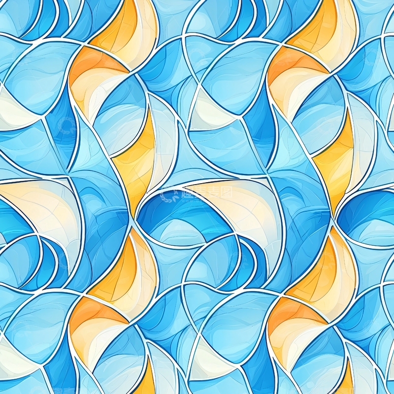 高清大图下载【趣麦麦图】蓝色渐变波浪抽象背景图案