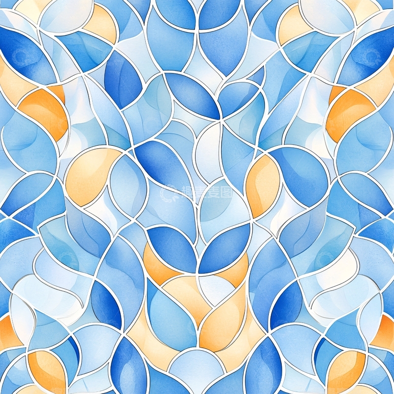 高清大图下载【趣麦麦图】蓝色渐变波浪纹背景图案