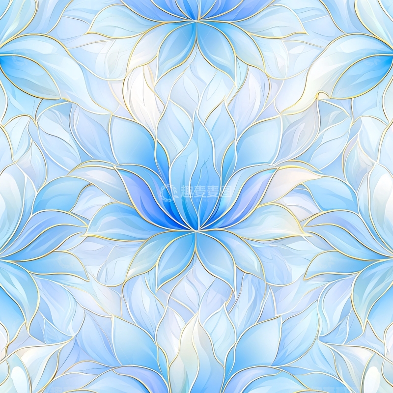 高清大图下载【趣麦麦图】蓝色花卉抽象艺术背景图案