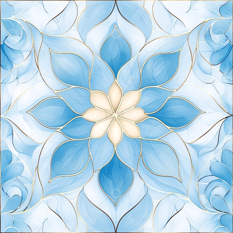 高清大图下载【趣麦麦图】蓝色花卉艺术图案背景