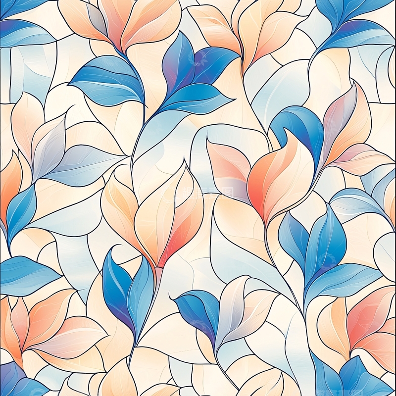 高清大图下载【趣麦麦图】抽象花卉渐变色背景图案