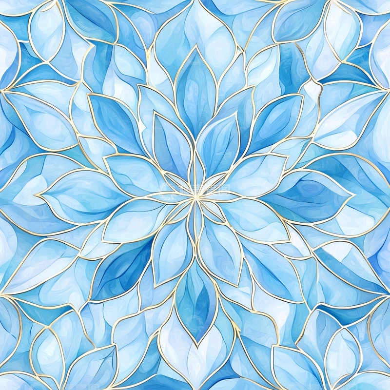 高清大图下载【趣麦麦图】蓝色花卉纹样背景图案