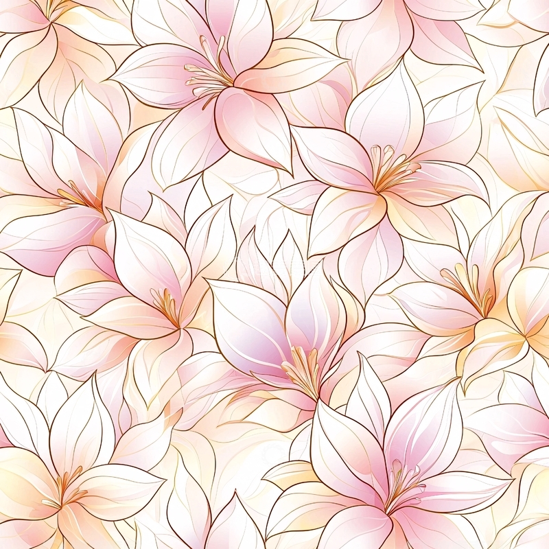 高清大图下载【趣麦麦图】粉色百合花无缝图案背景