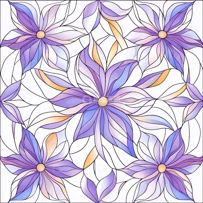 高清大图下载【趣麦麦图】紫色花朵拼贴艺术图案