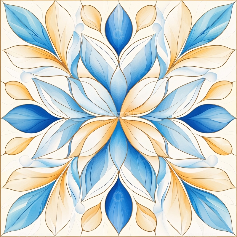 高清大图下载【趣麦麦图】蓝色渐变花卉图案背景