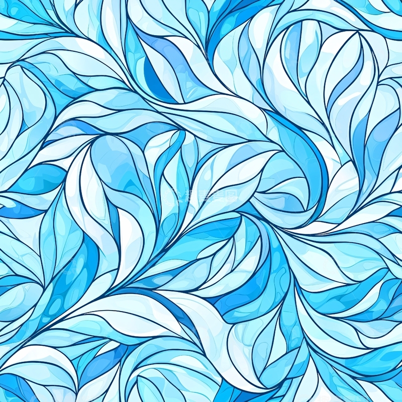 高清大图下载【趣麦麦图】蓝色抽象波浪纹背景图案