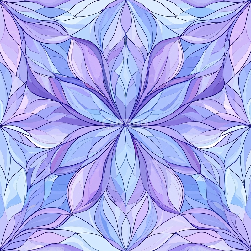 高清大图下载【趣麦麦图】梦幻蓝紫色花卉图案背景