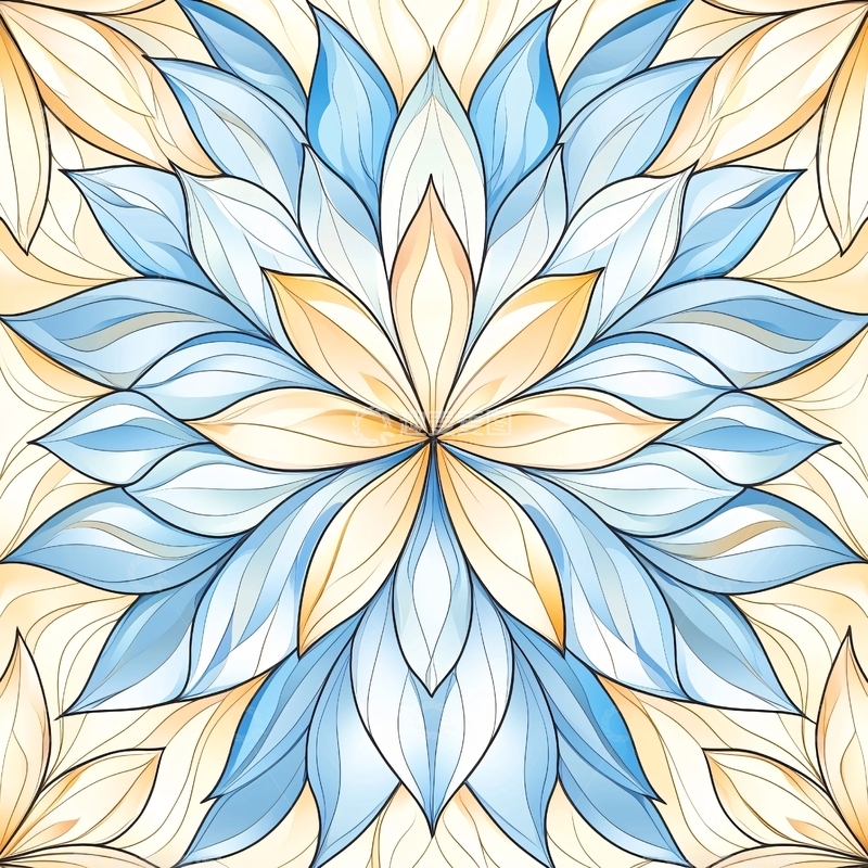 高清大图下载【趣麦麦图】蓝色渐变花瓣抽象图案