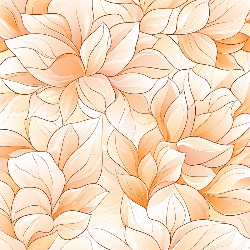 高清大图下载【趣麦麦图】橙色花卉无缝图案背景