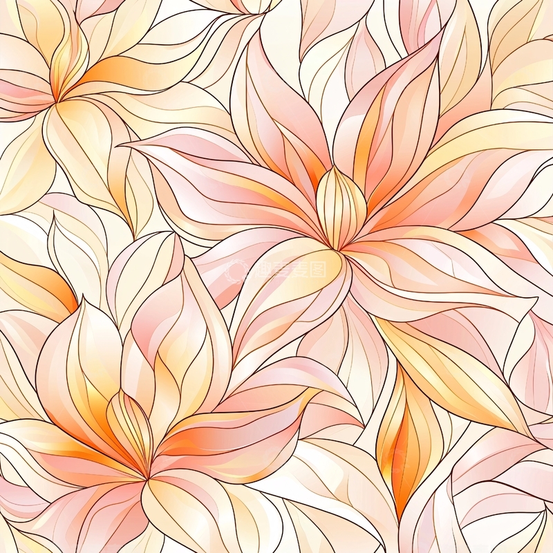 高清大图下载【趣麦麦图】抽象花卉图案背景素材