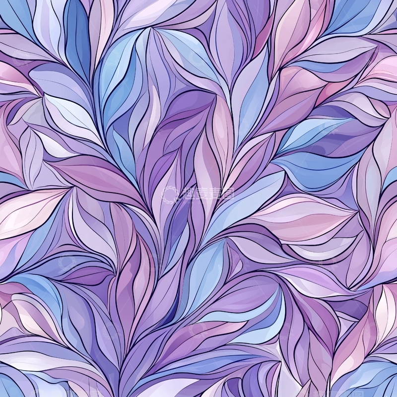 高清大图下载【趣麦麦图】梦幻紫色波浪抽象图案背景