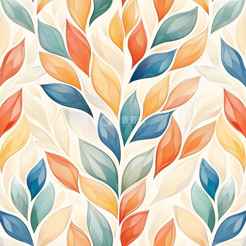 高清大图下载【趣麦麦图】秋叶渐变色抽象图案背景