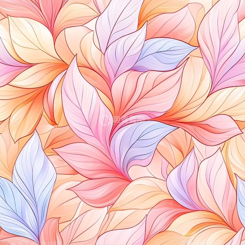 高清大图下载【趣麦麦图】梦幻色彩花卉图案背景