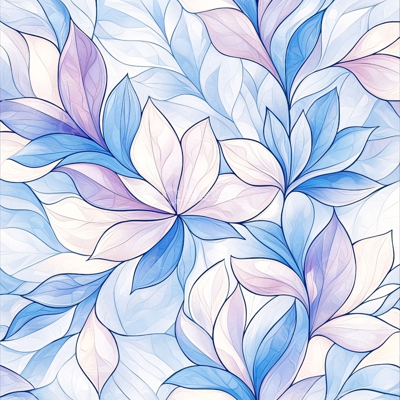 高清大图下载【趣麦麦图】蓝色渐变花卉图案背景