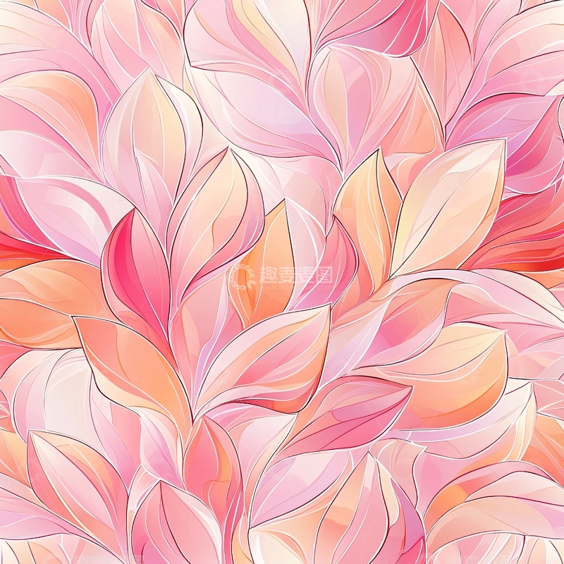 高清大图下载【趣麦麦图】粉色渐变抽象花卉图案背景