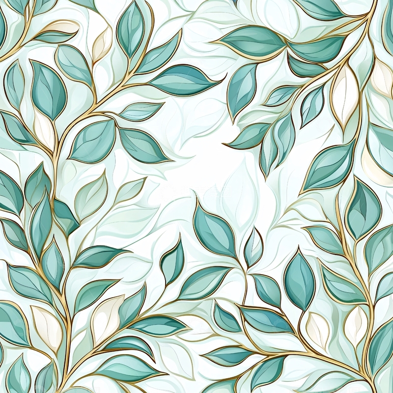 高清大图下载【趣麦麦图】青绿色植物花卉图案背景