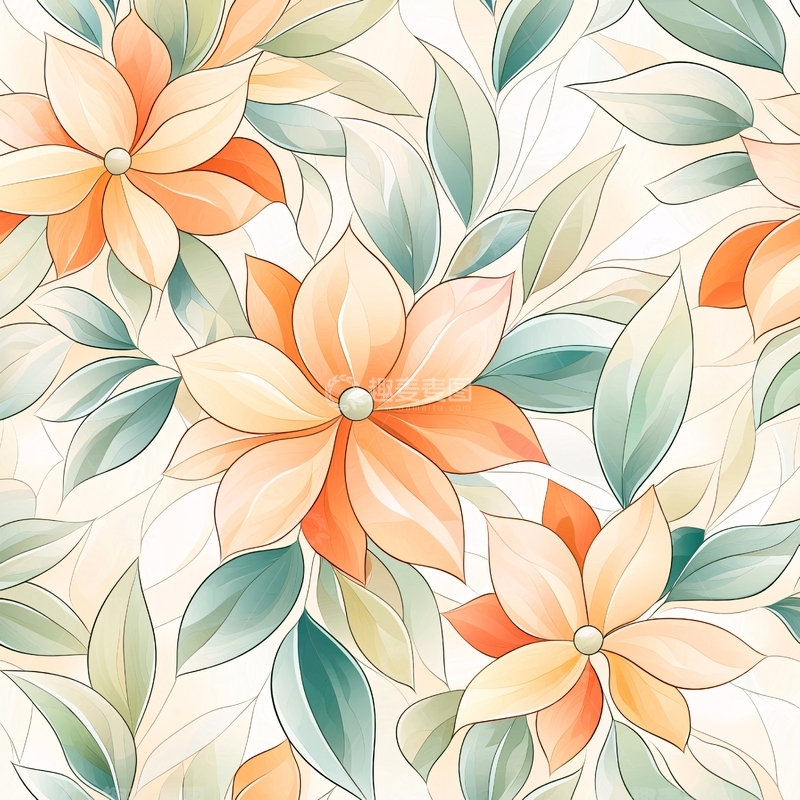 高清大图下载【趣麦麦图】秋日花卉背景图案素材