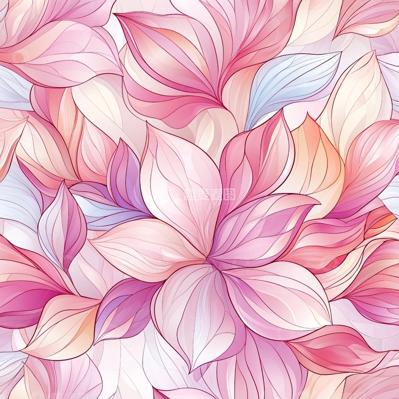 高清大图下载【趣麦麦图】梦幻粉彩花卉背景图案