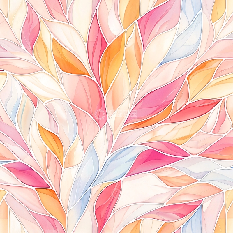 高清大图下载【趣麦麦图】抽象花卉玻璃窗图案背景