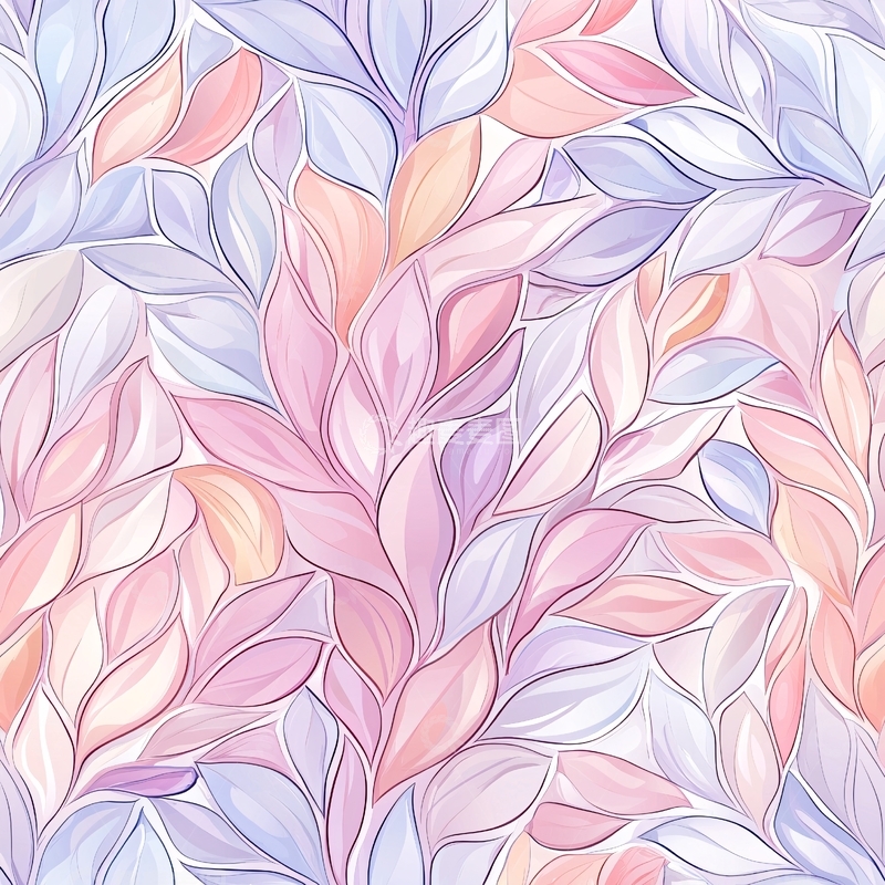 高清大图下载【趣麦麦图】粉色渐变抽象叶子背景图案