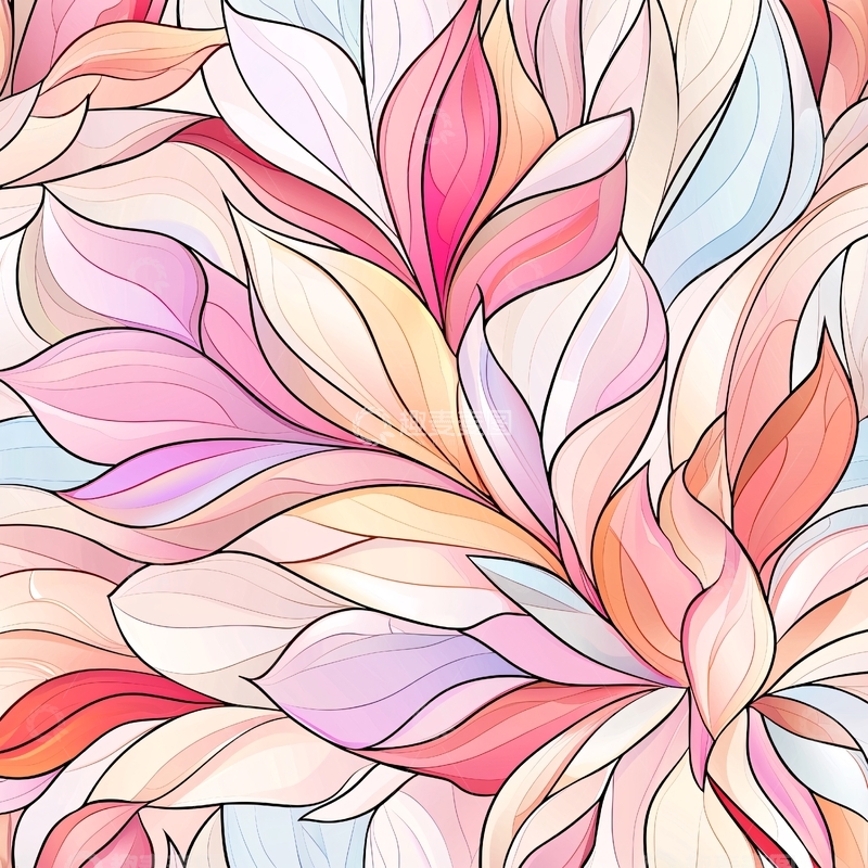 高清大图下载【趣麦麦图】梦幻花卉渐变色背景图