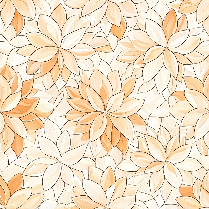 高清大图下载【趣麦麦图】橙色花朵无缝图案背景