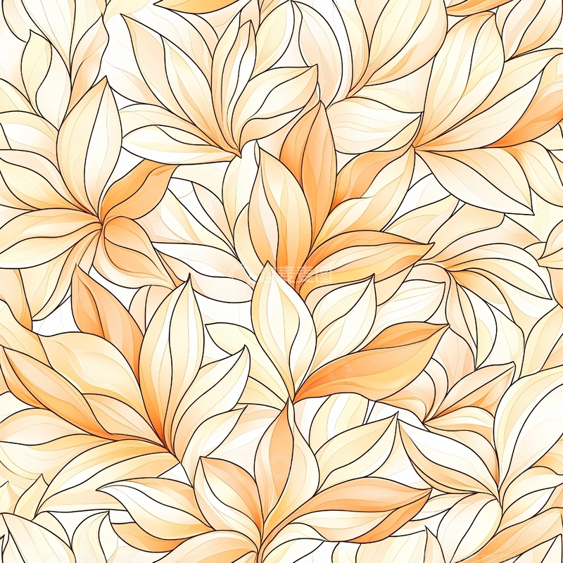 高清大图下载【趣麦麦图】橙色花卉图案背景素材