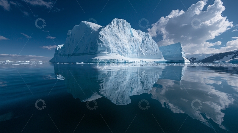 高清大图下载【趣麦麦图】南极冰山与蓝天白云