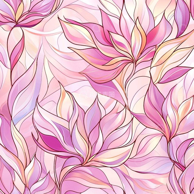 高清大图下载【趣麦麦图】粉色花卉抽象图案背景