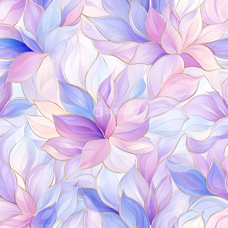 高清大图下载【趣麦麦图】梦幻花卉渐变色背景图案