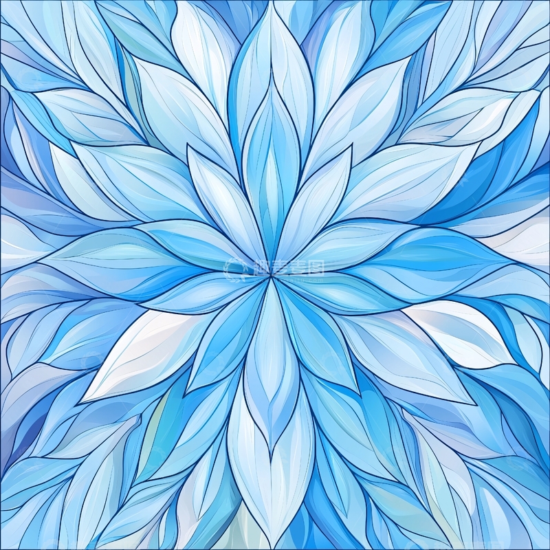 高清大图下载【趣麦麦图】蓝色渐变花瓣抽象图案背景