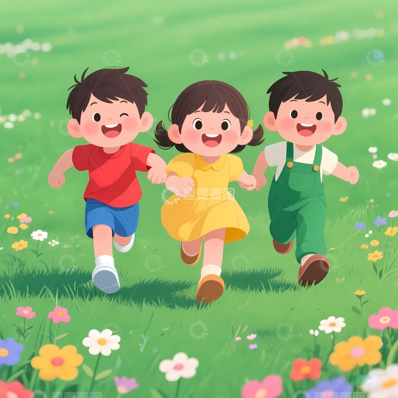 高清大图下载【趣麦麦图】儿童户外奔跑元素