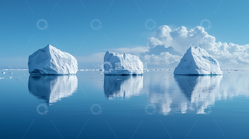 高清大图下载【趣麦麦图】冰山与蓝天下的宁静