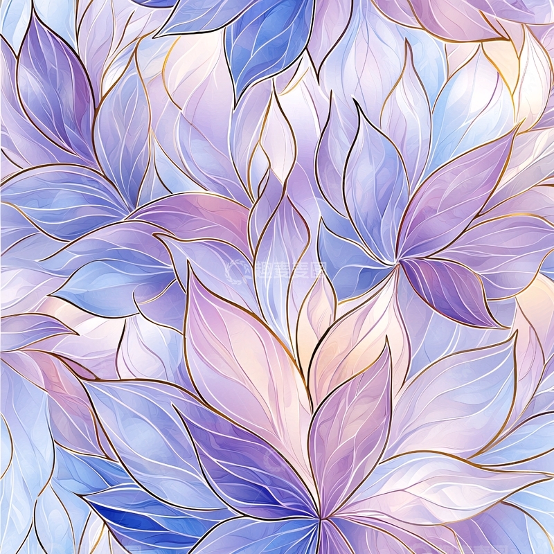 高清大图下载【趣麦麦图】梦幻紫色花卉图案背景