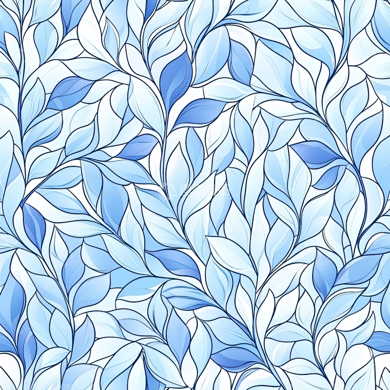 高清大图下载【趣麦麦图】蓝色叶子抽象图案背景