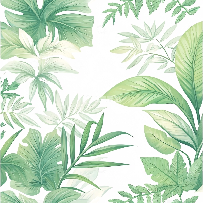 高清大图下载【趣麦麦图】热带植物叶子图案背景