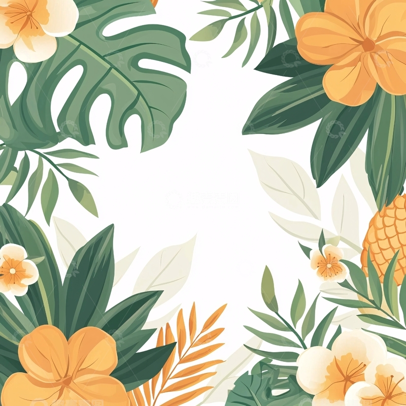 高清大图下载【趣麦麦图】热带风情花卉图案背景