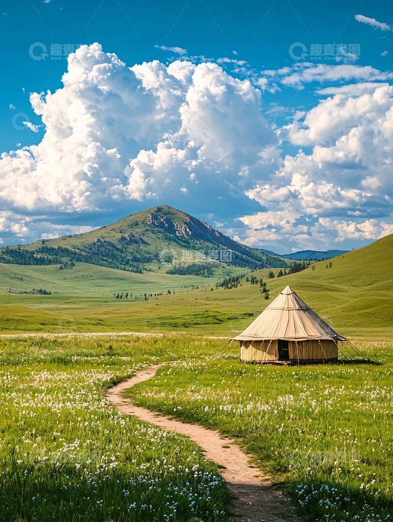 高清大图下载【趣麦麦图】草原上的蒙古包