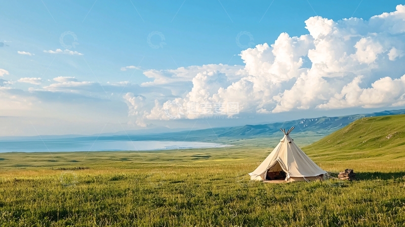 高清大图下载【趣麦麦图】草原帐篷露营风景