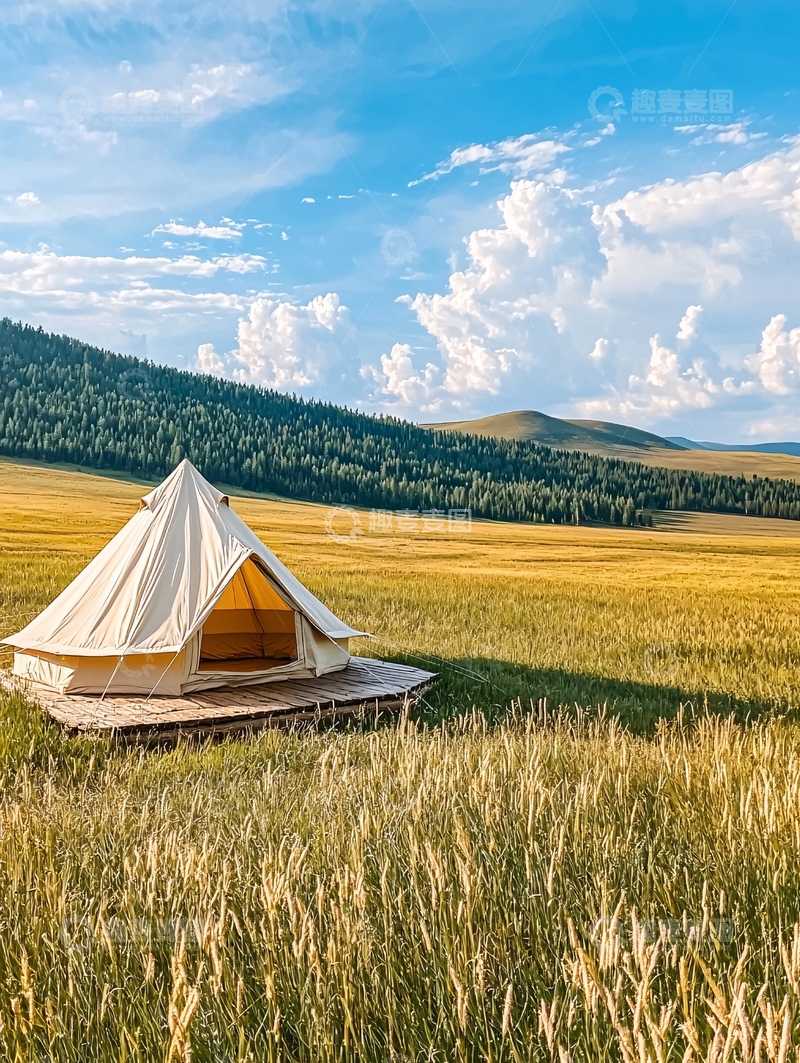 高清大图下载【趣麦麦图】草原帐篷露营风景