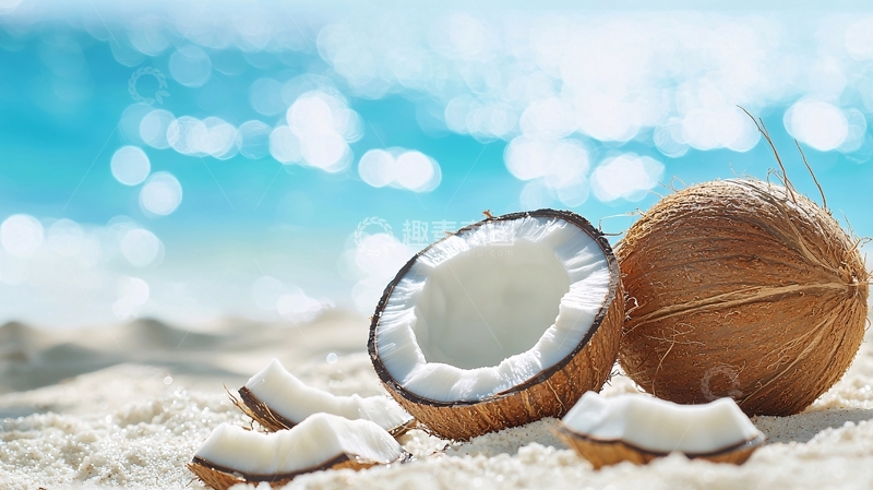 高清大图下载【趣麦麦图】椰子海滩背景素材